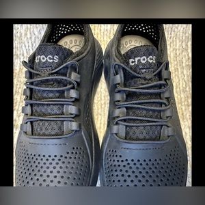 All black croc sneakers